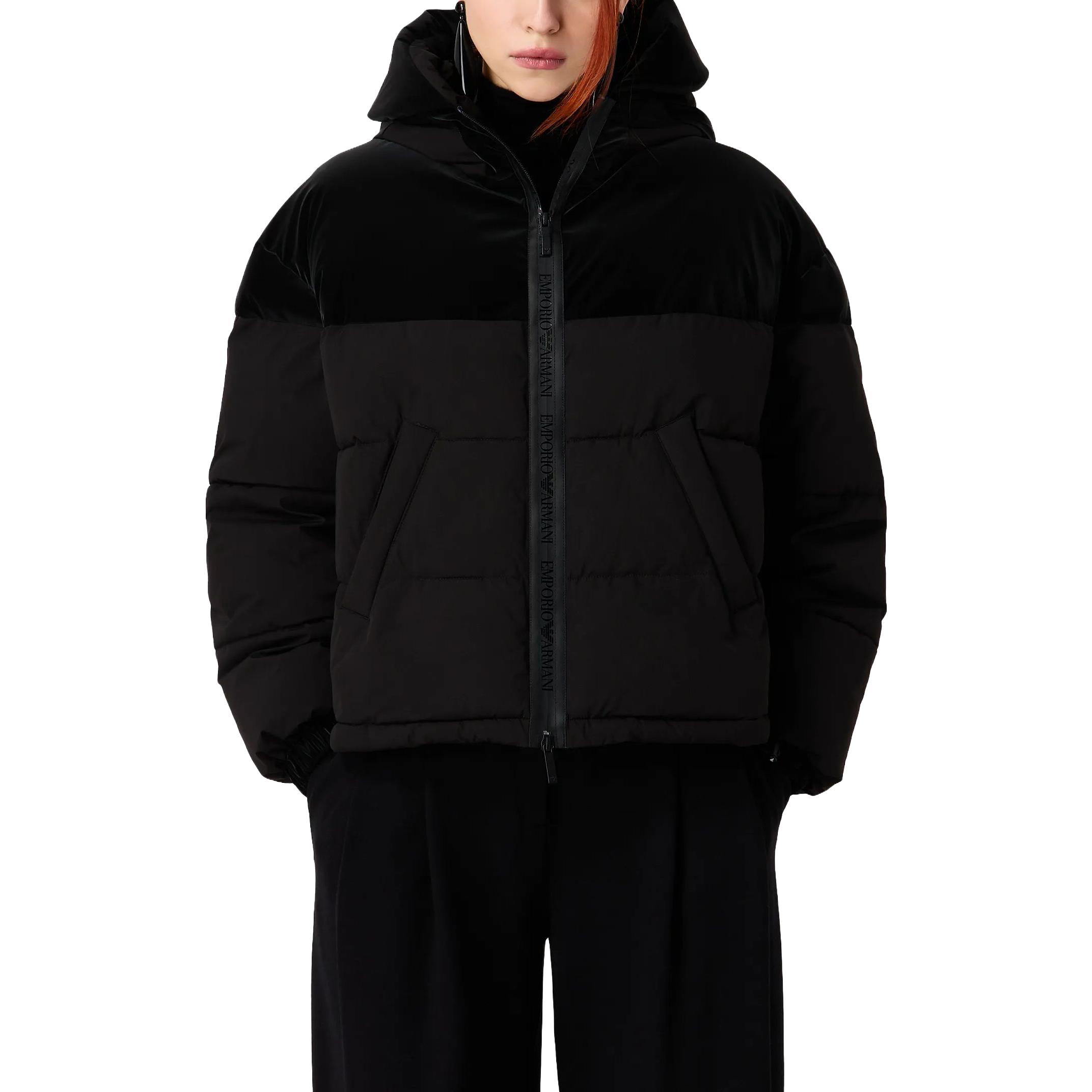 (Women) Emporio Armani  Black Hoodie Jacket with Logo and Zipper. 6R2B772-NFFZ1-0999 圖 3