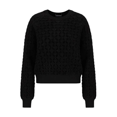 (Women) EMPORIO ARMANI Black Jacquard Knit Sweater FW22 Collection. 6L2MT22-M08Z1-F017