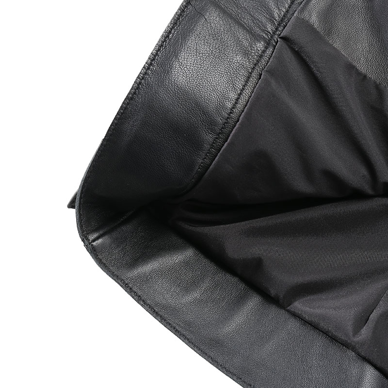 Shop (W) Emporio Armani 黑色皮夹克立领 SS24 H4NB65-E2P86-999