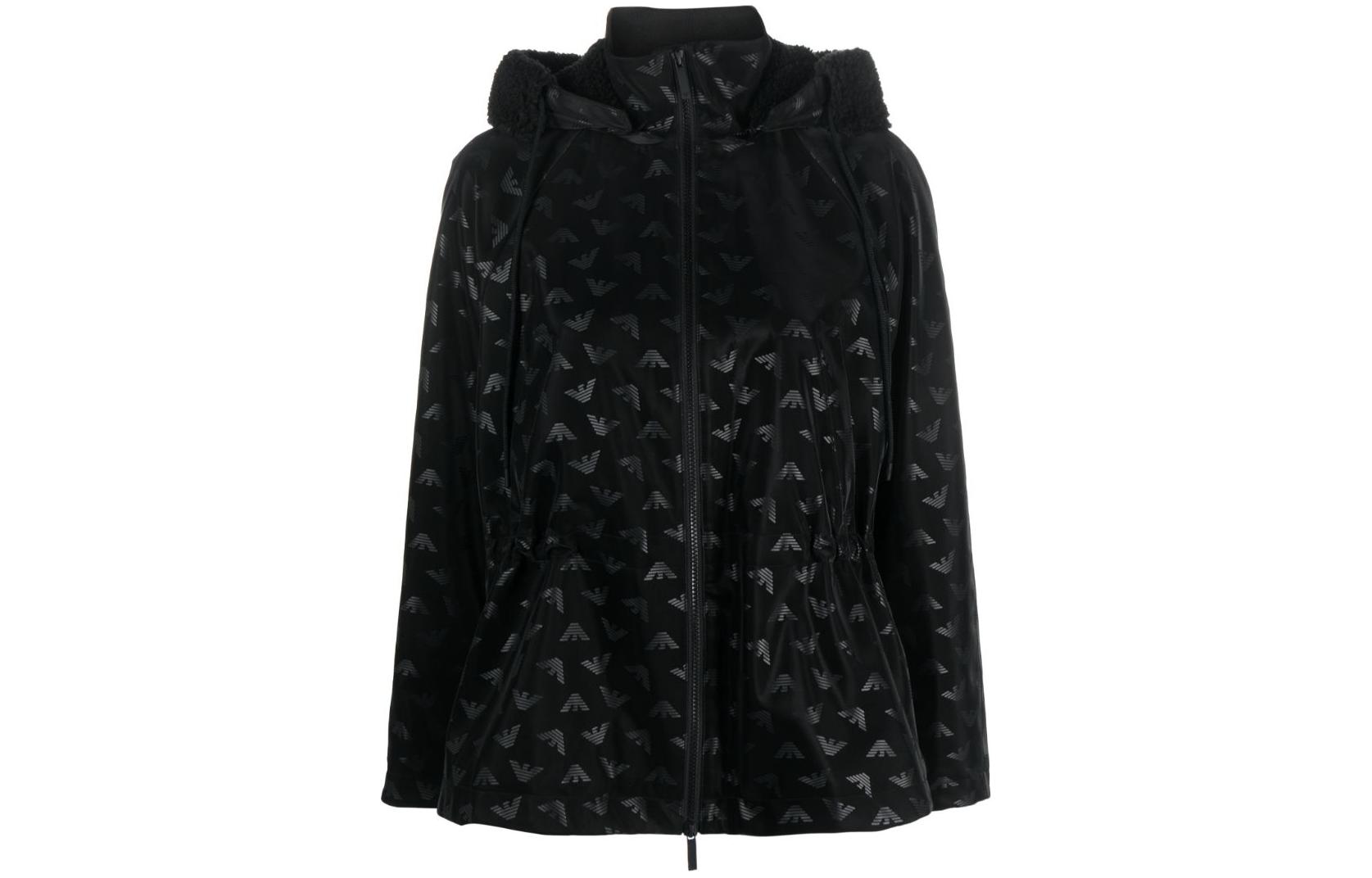 (Women) EMPORIO ARMANI  Black Logo Print Loose-Fit Hooded Jacket. 6R2B82-2NFHZ-0999 圖 2