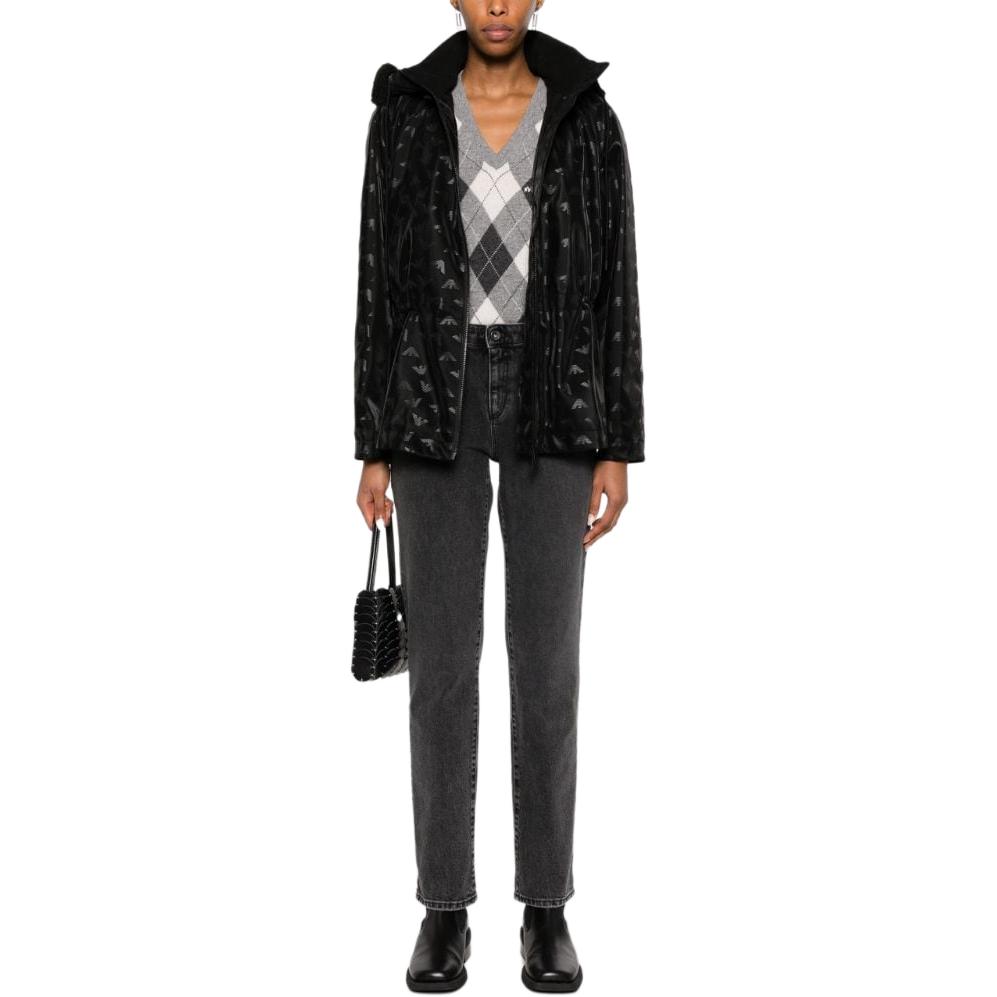 (Women) EMPORIO ARMANI  Black Logo Print Loose-Fit Hooded Jacket. 6R2B82-2NFHZ-0999 圖 3