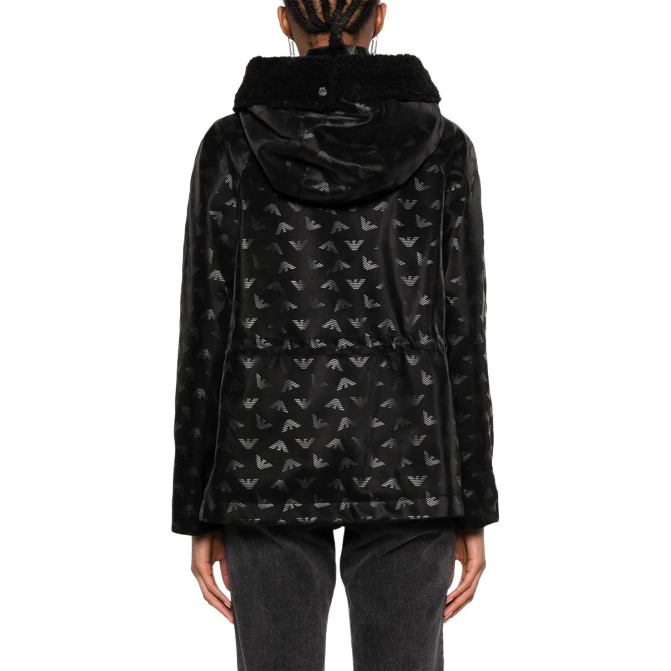 (Women) EMPORIO ARMANI  Black Logo Print Loose-Fit Hooded Jacket. 6R2B82-2NFHZ-0999 圖 4