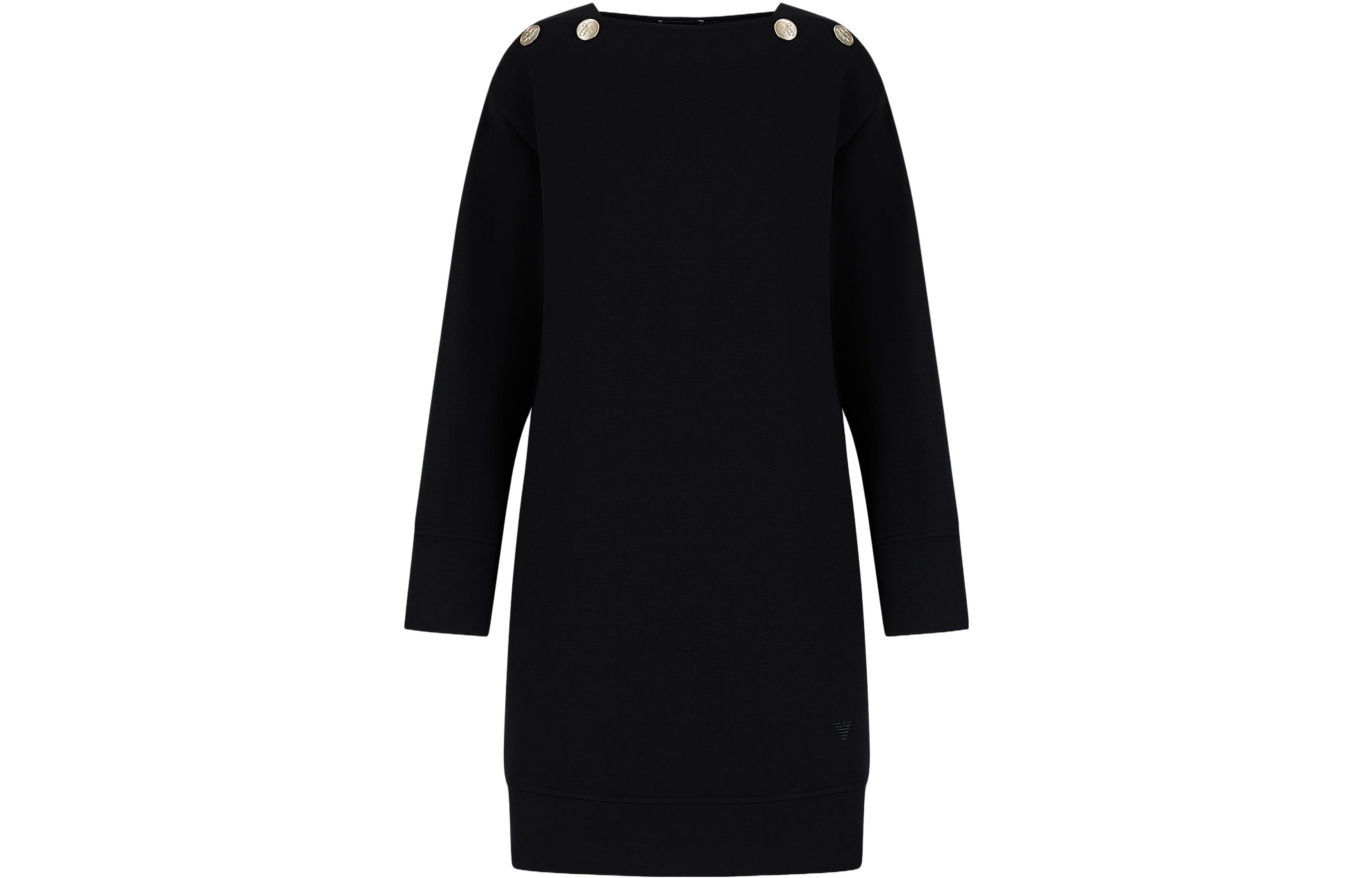 Order (Women) EMPORIO ARMANI  Black Long Sleeve Dress SS23 with Logo Print 6R2A6A-1JHSZ-0999