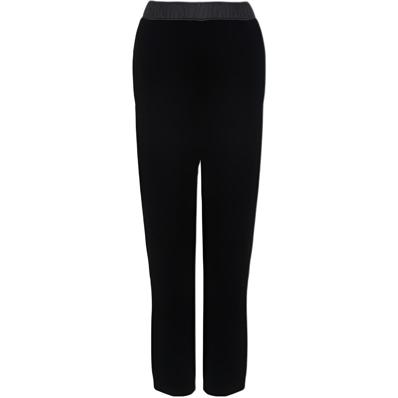 (Women) Emporio Armani  Black Pleated Straight-Leg Casual Pants. H4NP2E-E2802-1999