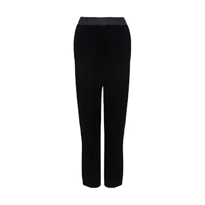 (Women) Emporio Armani Black Pleated Straight-Leg Casual Pants. H4NP2E-E2802-1999