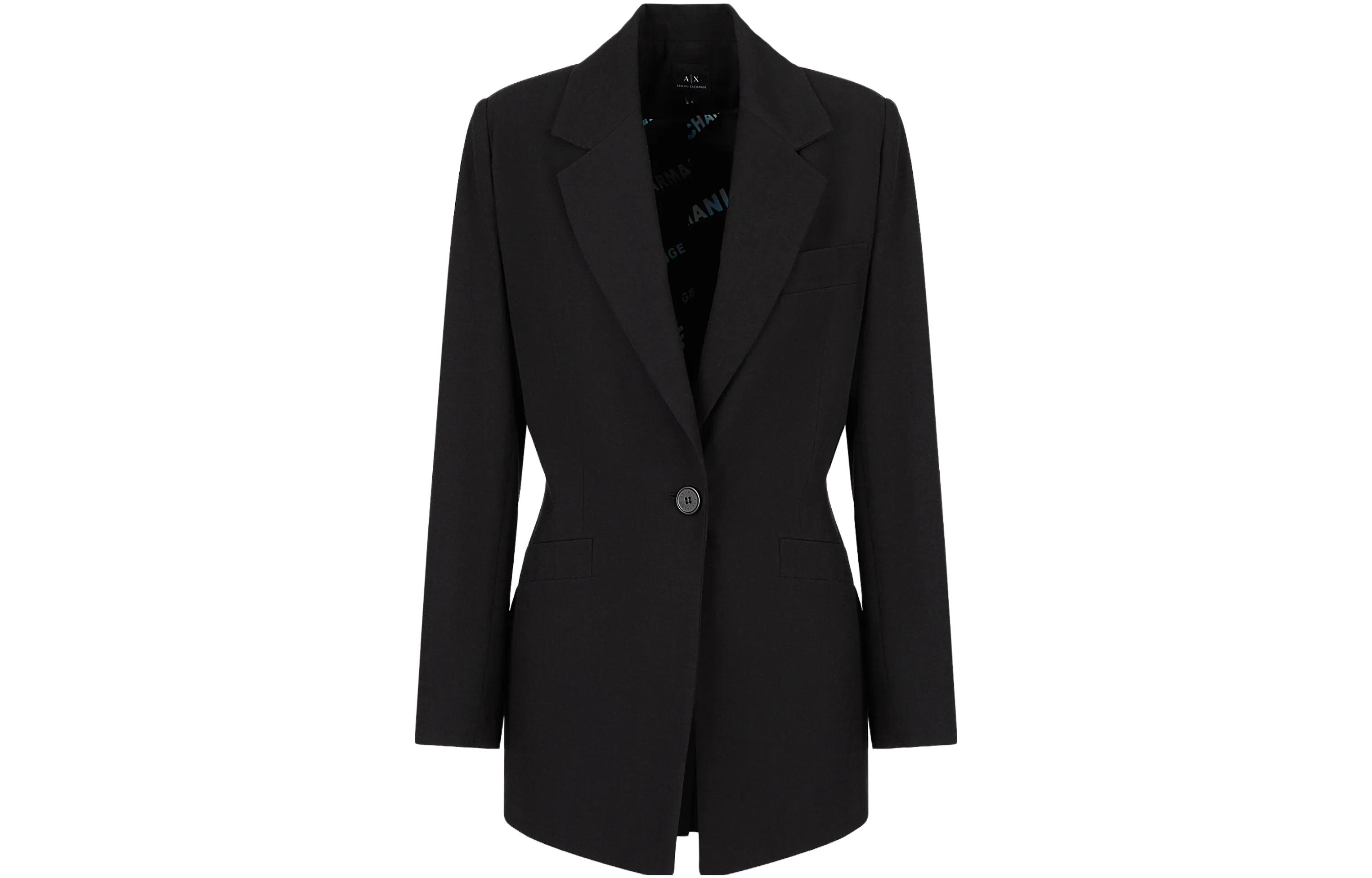 (Women) Emporio Armani  Black Single-Button Blazer with Notched Lapel. 3RYG16Y-N7GZ1-1200