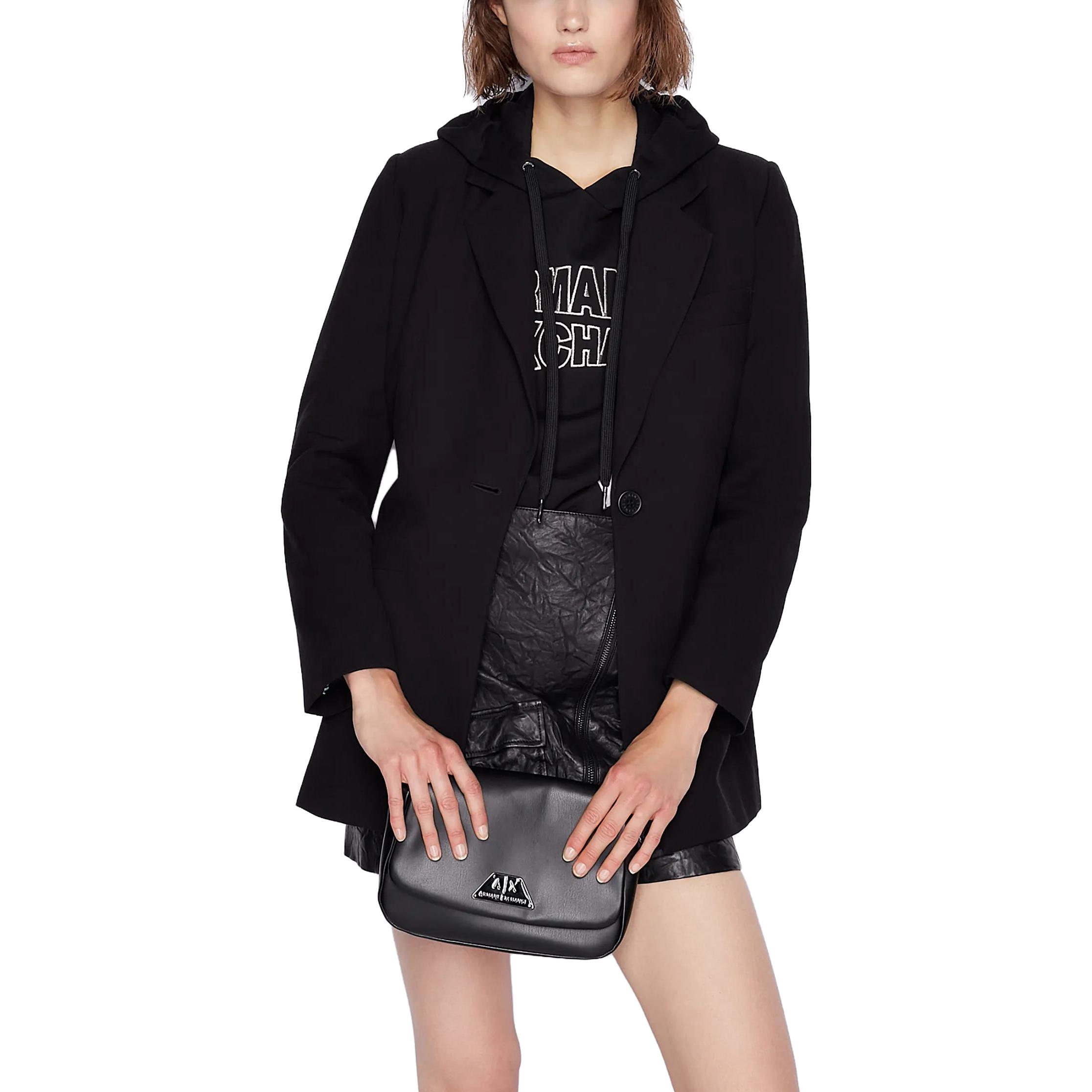 Lookbook (W) Emporio Armani 黑色單扣西裝外套，帶翻領設計。 3RYG16Y-N7GZ1-1200