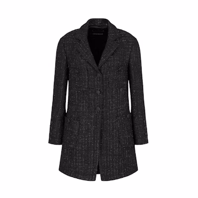 (Women) Emporio Armani Black Solid Color Long Sleeve Coat FW22. H3NG2G-C9921-0999
