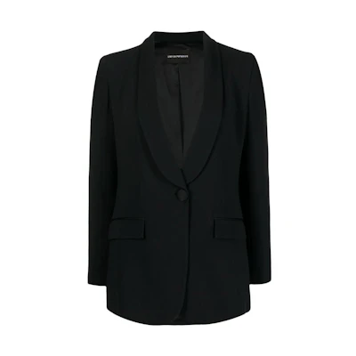 (Women) EMPORIO ARMANI Black Solid Single-Breasted Blazer SS23 0NG3DT-02003-0999