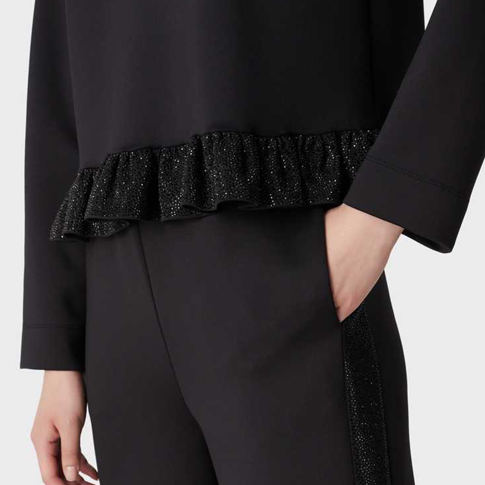 Details for (Women) EMPORIO ARMANI  Black Straight-Leg Pants with Rhinestone SS23. 3R2P7H-2JVLZ-0999