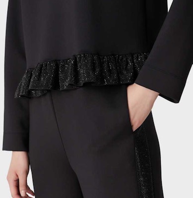 (Women) EMPORIO ARMANI Black Straight-Leg Pants with Rhinestone SS23. 3R2P7H-2JVLZ-0999 Details for (Women) EMPORIO ARMANI Black Straight-Leg Pants with Rhinestone SS23. 3R2P7H-2JVLZ-0999