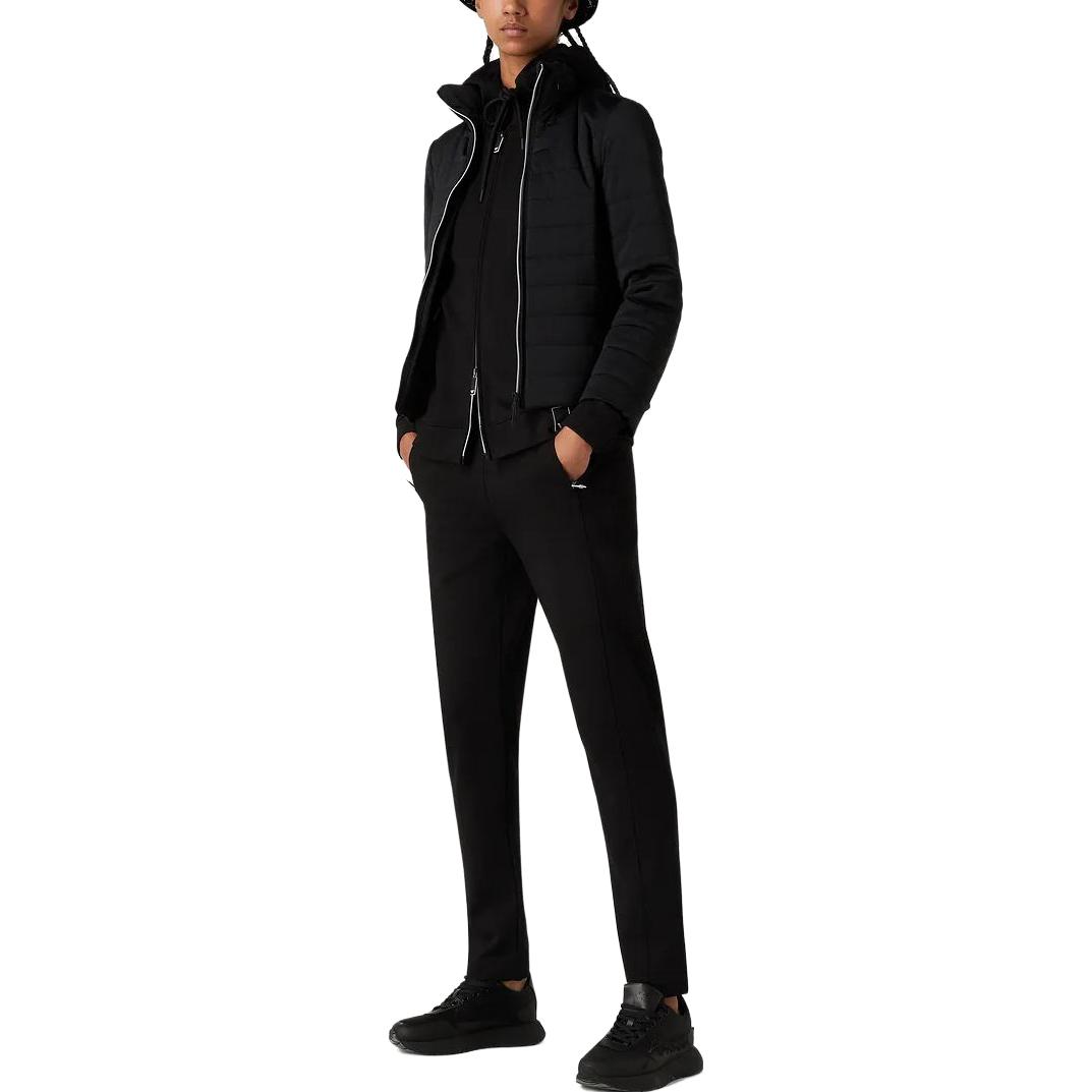 Lookbook (W) EMPORIO ARMANI Jaket Hitam Cotton Zip-Up dengan Kerah Tegak. 6R2B962-NFMZ1-0999