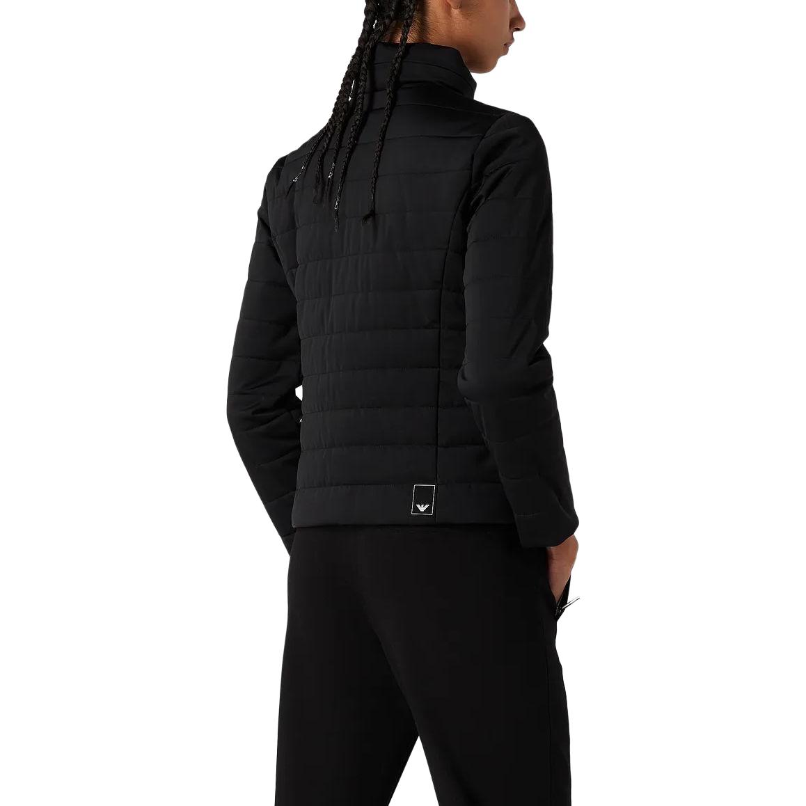 Shop (W) EMPORIO ARMANI Jaket Hitam Cotton Zip-Up dengan Kerah Tegak. 6R2B962-NFMZ1-0999