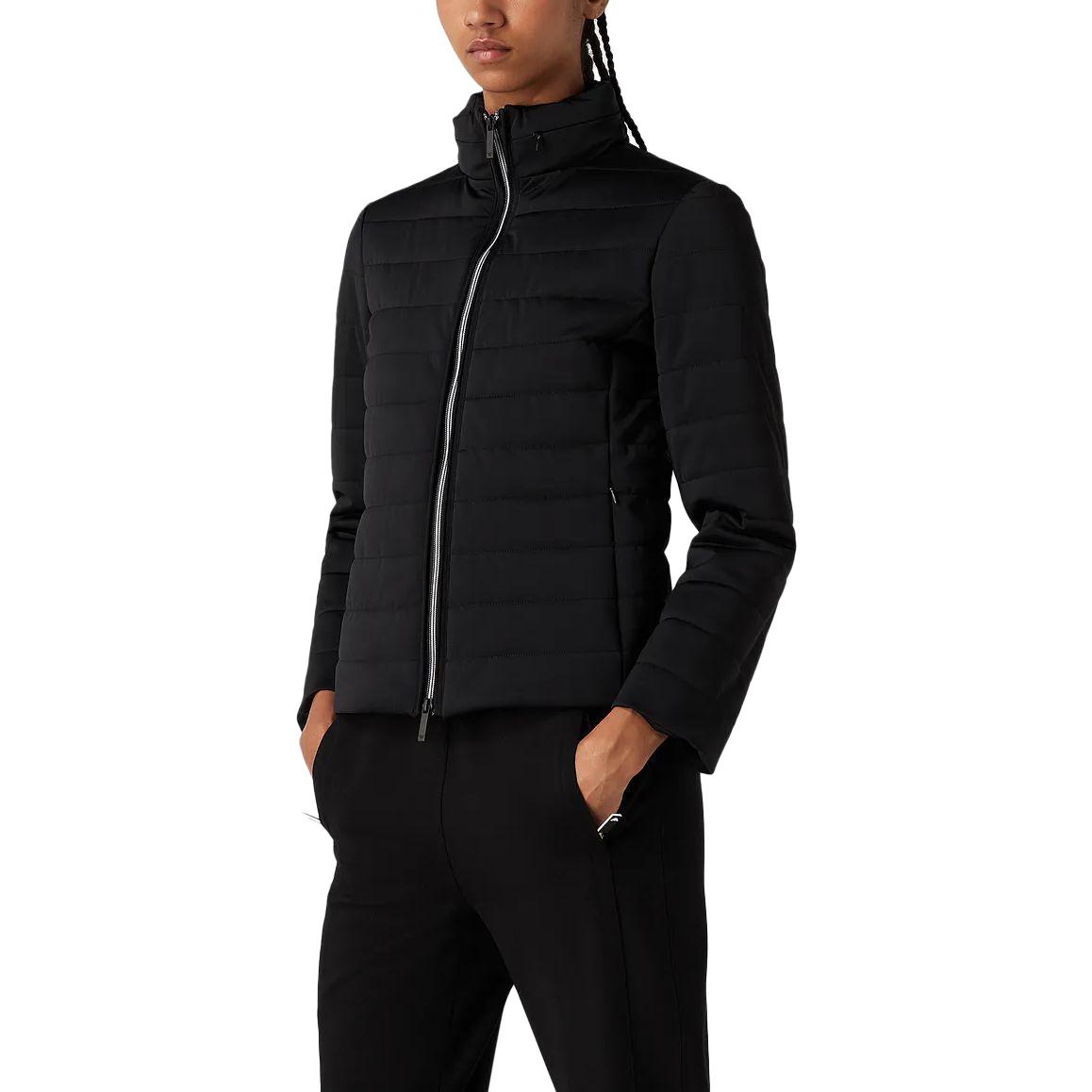 Purchase (W) EMPORIO ARMANI Jaket Hitam Cotton Zip-Up dengan Kerah Tegak. 6R2B962-NFMZ1-0999