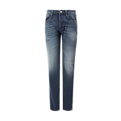 (Women) Emporio Armani Blue Mid-Rise Straight-Leg Washed Denim Jeans 3L1J75-1DK1Z-0942