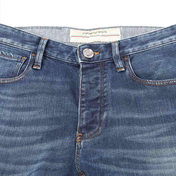 (Women) Emporio Armani  Blue Mid-Rise Straight-Leg Washed Denim Jeans 3L1J75-1DK1Z-0942 圖 4
