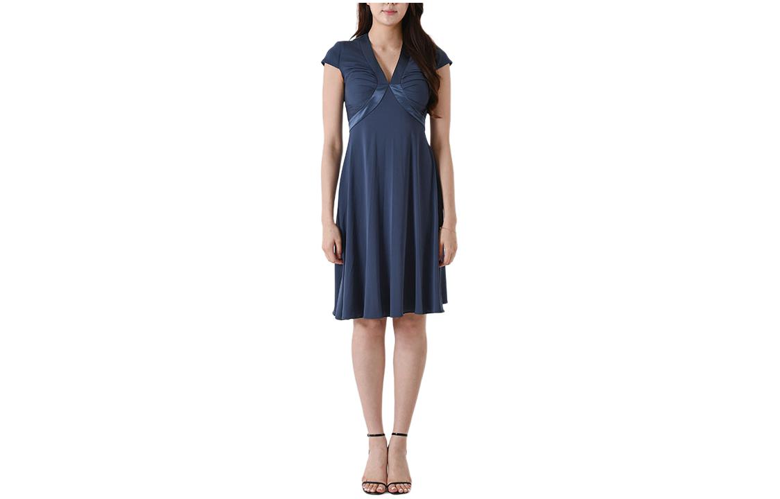(Women) Emporio Armani  Blue V-Neck Slim Fit Short Sleeve Dress. 6L2A8B-2JDCZ-0914