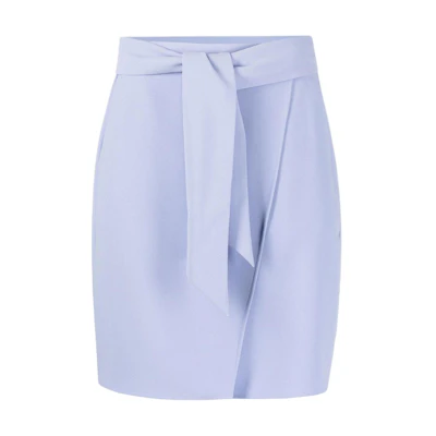 (Women) EMPORIO ARMANI Blue Wrap Tie Solid Casual Mini Skirt SS22. INN1E-TI991-6713