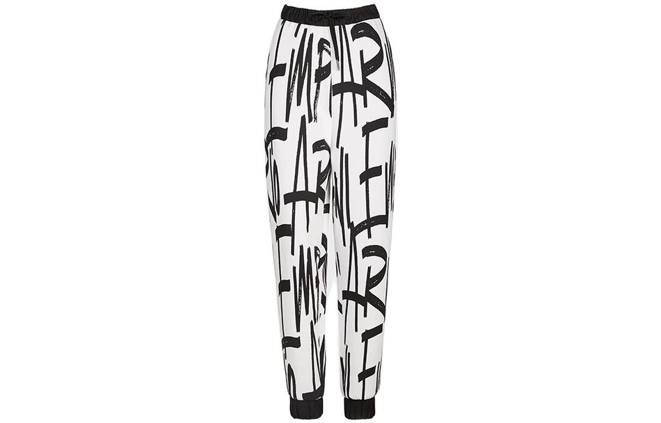 (Women) Emporio Armani  Capsule Logo Jogger Pants Black/White All-Over Print. 6K2P6L1JHSZ-F160