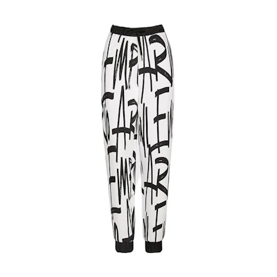 (Women) Emporio Armani Capsule Logo Jogger Pants Black/White All-Over Print. 6K2P6L1JHSZ-F160