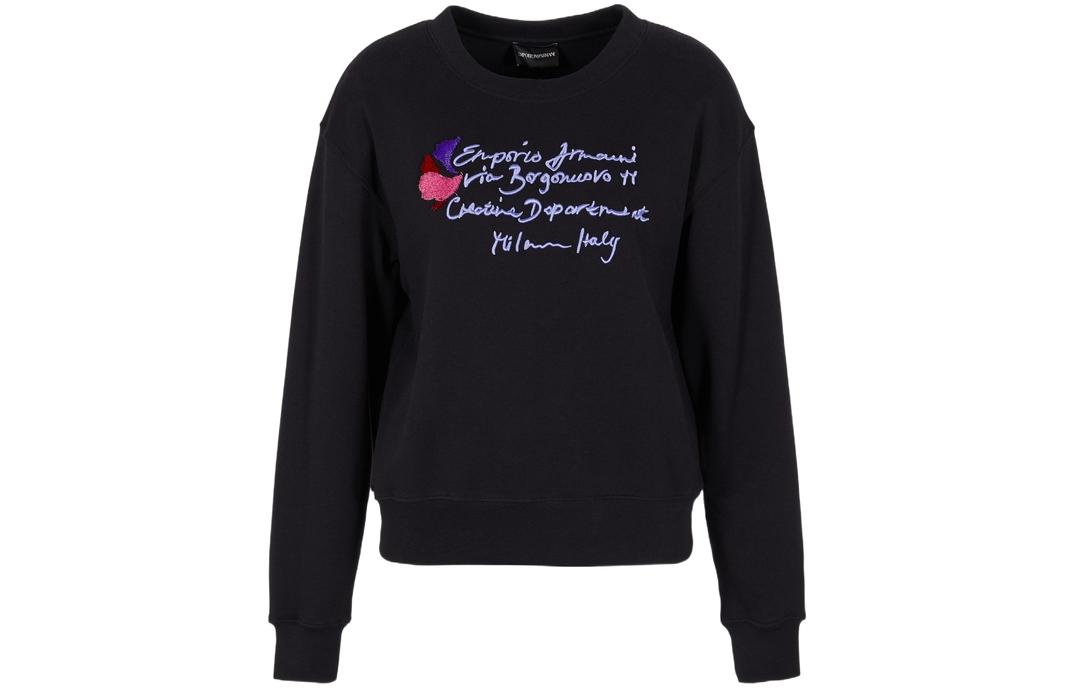 (Women) EMPORIO ARMANI  Cotton Knit Sweatshirt with Floral Embroidery. 6R2M7E-2J49Z-0926