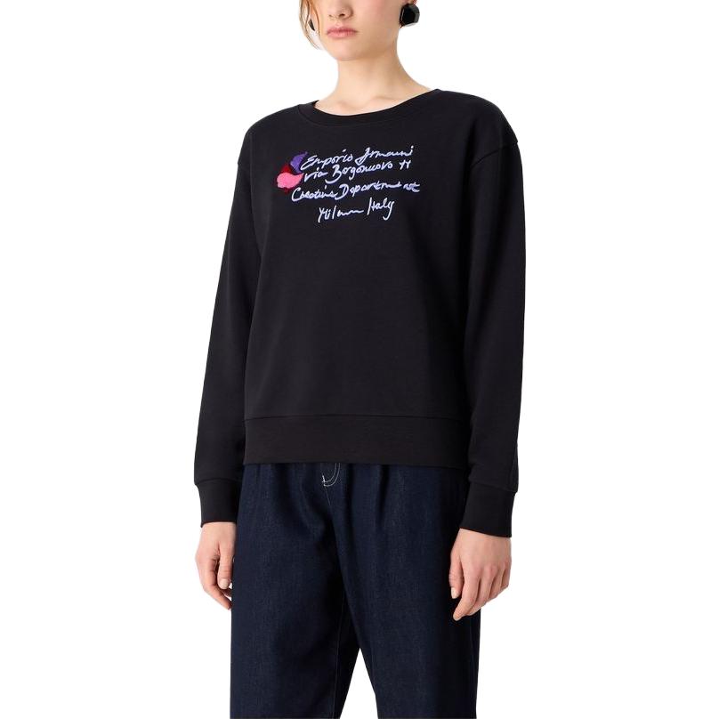 (Women) EMPORIO ARMANI  Cotton Knit Sweatshirt with Floral Embroidery. 6R2M7E-2J49Z-0926 圖 5