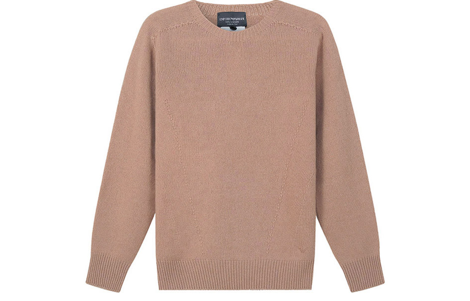 (Women) EMPORIO ARMANI  FW22 Solid Color Crewneck Cashmere Sweater Beige. 8N2MW3-2MA1Z-0137