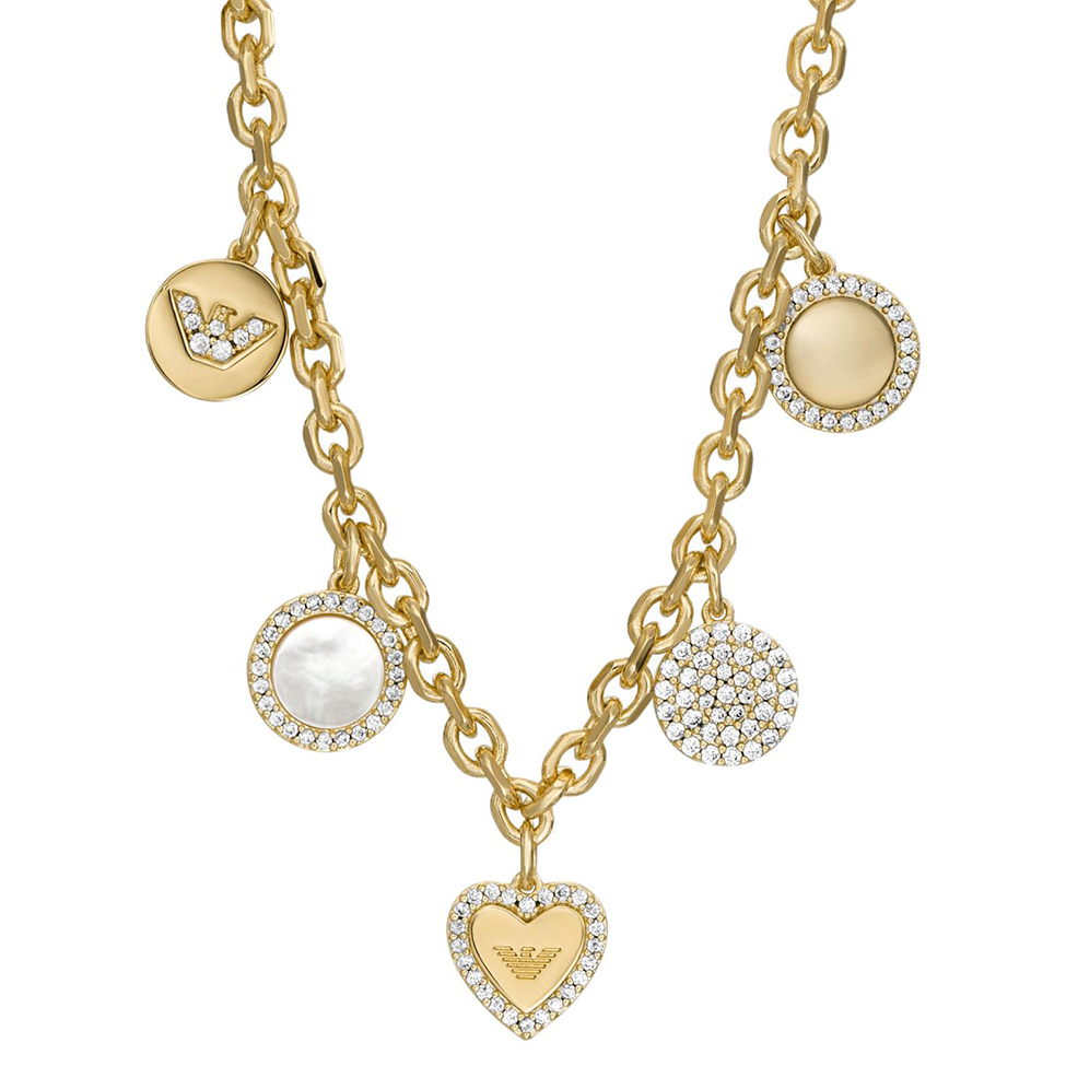 Lookbook (Women) Emporio Armani  Gold Heart-Shaped Pendant Necklace with Alloy Design EGS3103710