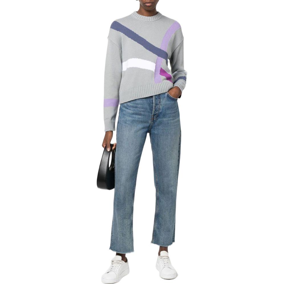 Lookbook (Women) Emporio Armani  Grey Crewneck Knit Oversized Sweater SS22. 6L2MYD2MB3Z0636