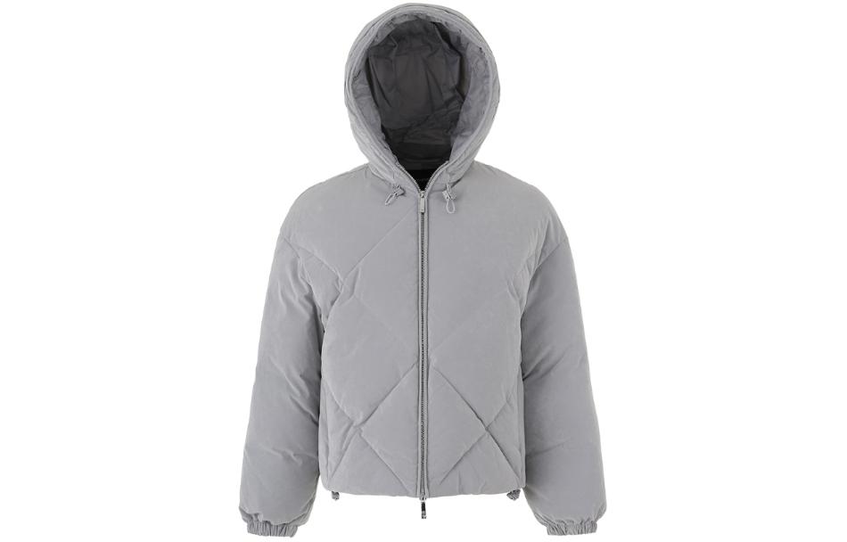 (Women) EMPORIO ARMANI  Grey Hooded Puffer Jacket SS24 Loose Fit. 6R2B79-2NFEZ-0608