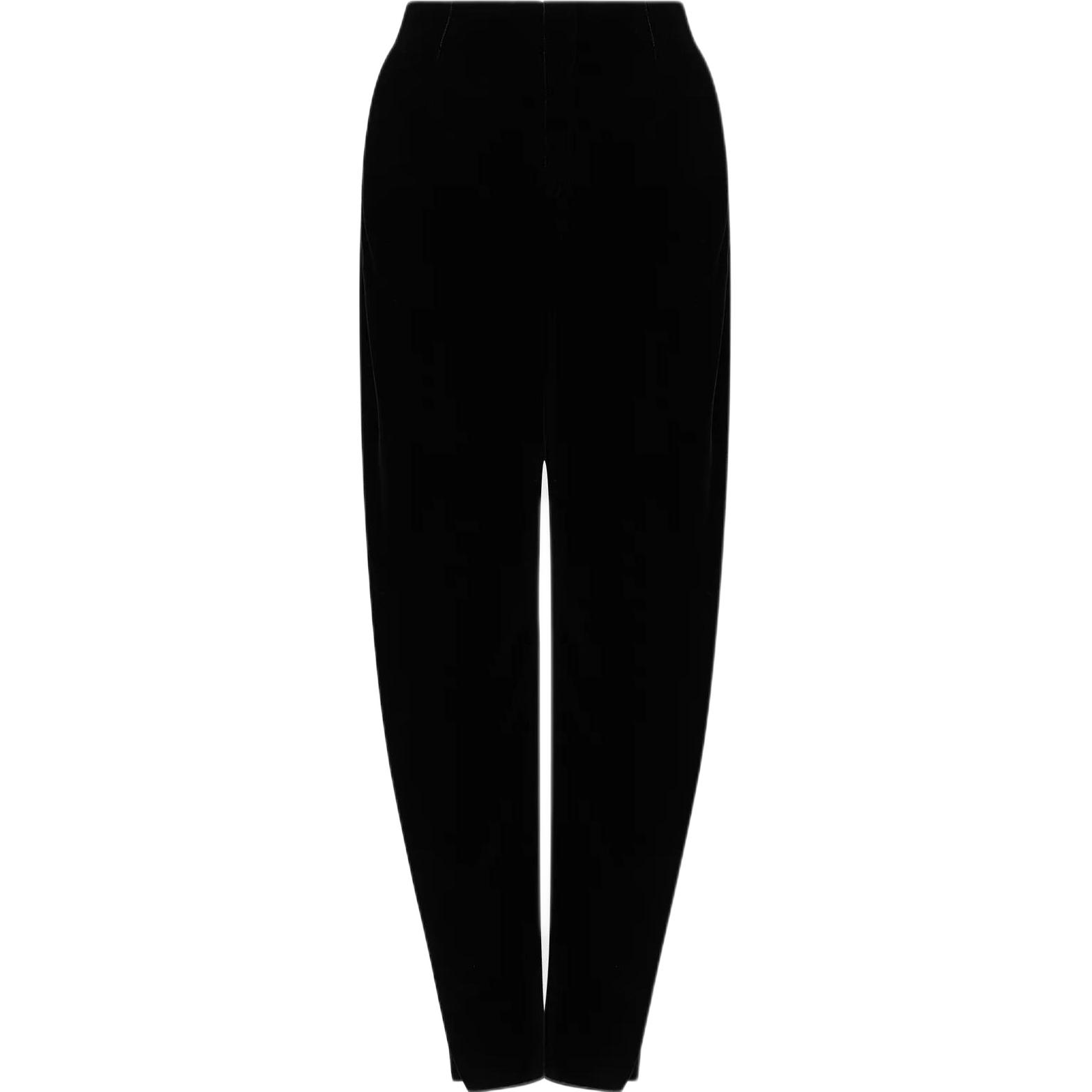 (Women) Emporio Armani  High-Waist Velvet Tapered Pants in Navy Blue. H3NP29-C2802-1926