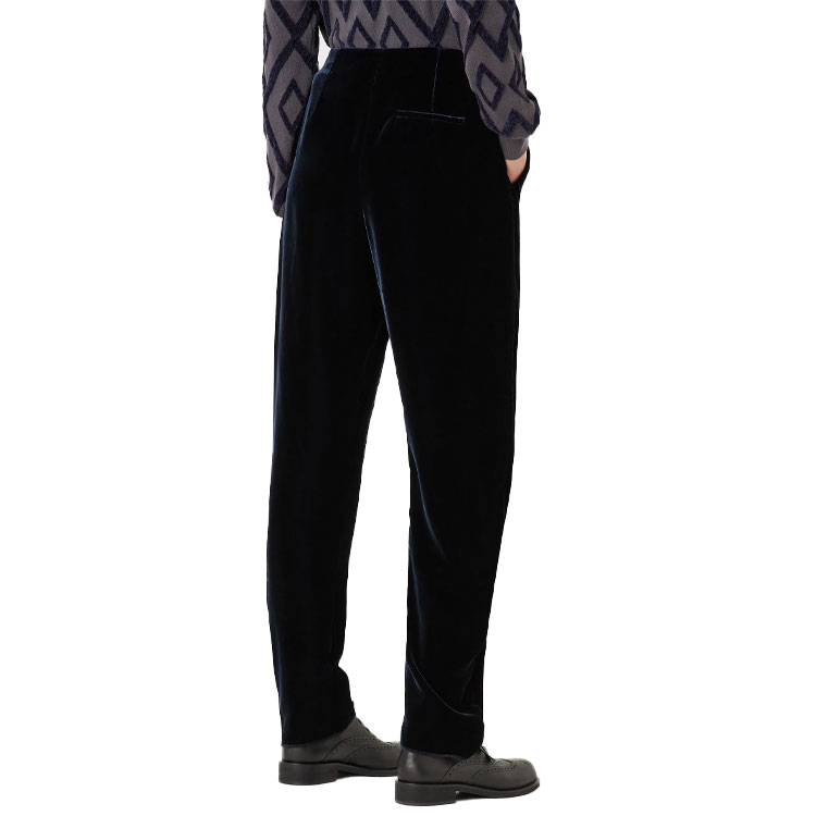 (Women) Emporio Armani  High-Waist Velvet Tapered Pants in Navy Blue. H3NP29-C2802-1926 圖 5