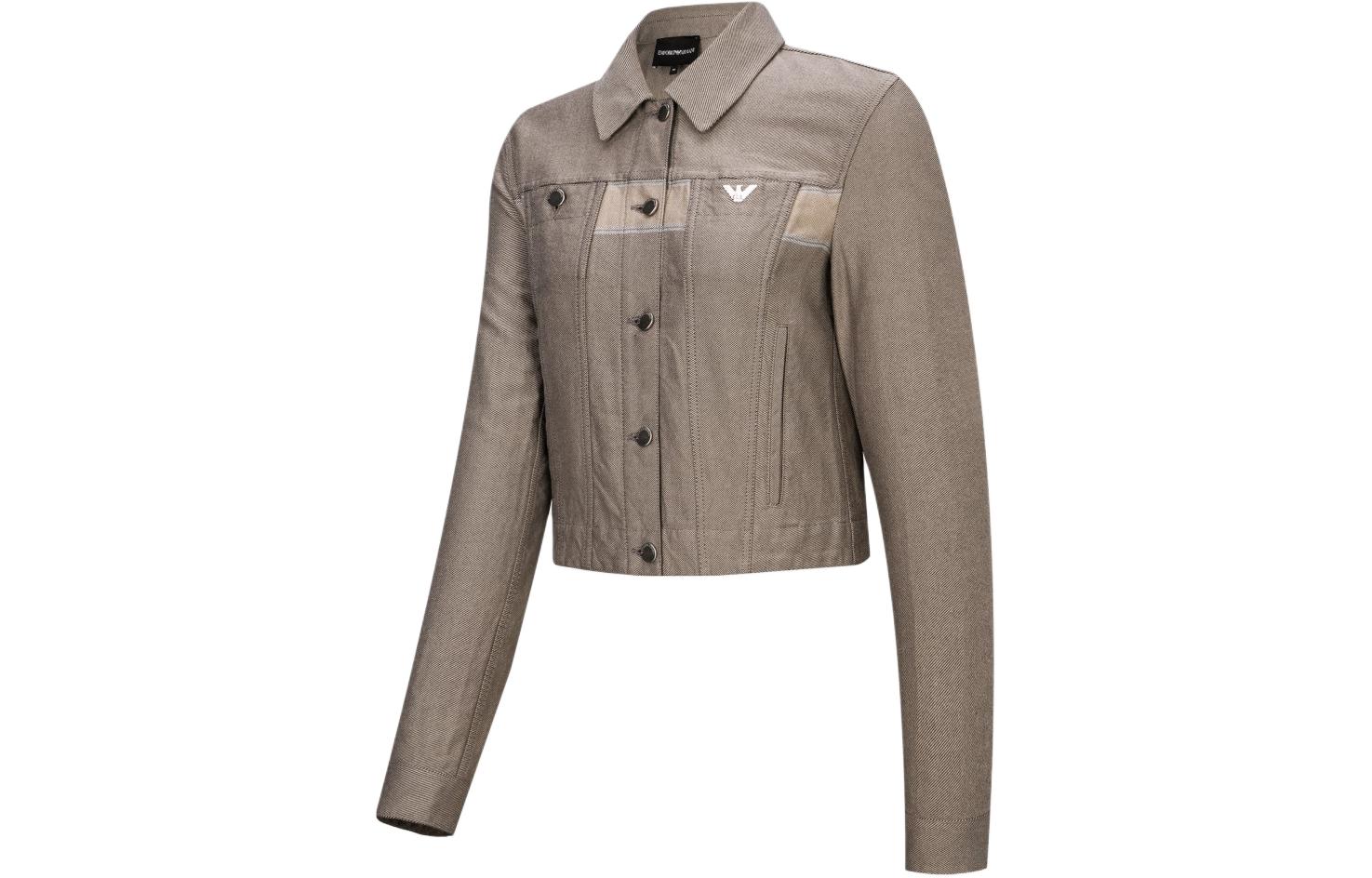 (Women) Emporio Armani  Light Brown Single-Breasted Jacket with Logo Design. 6L2B85-2NG4Z-0477 圖 4