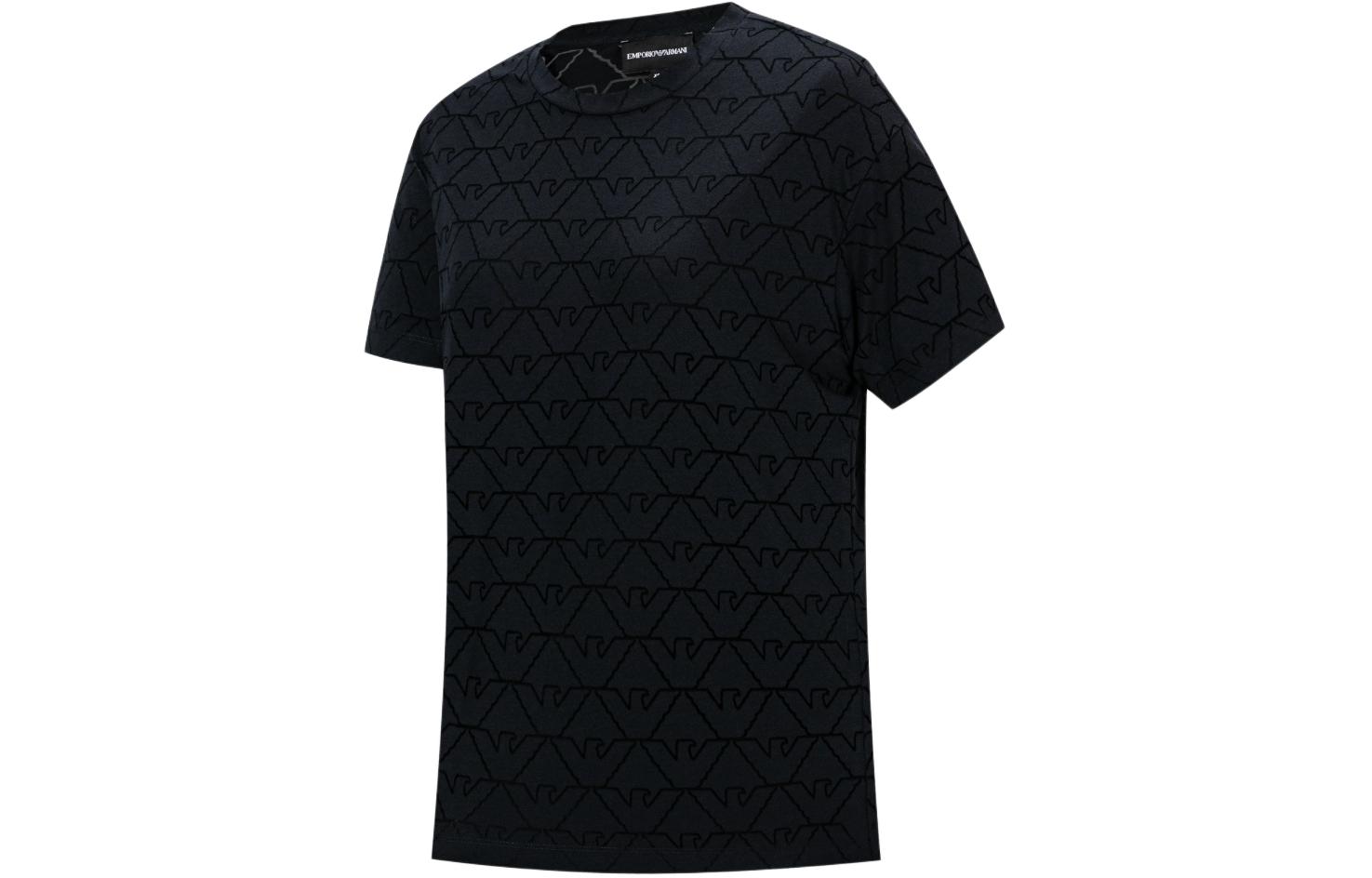 Shop (Women) Emporio Armani  Navy Blue Logo Cutout Crewneck T-Shirt SS24 3D2T7Q-2JMAZ-0927