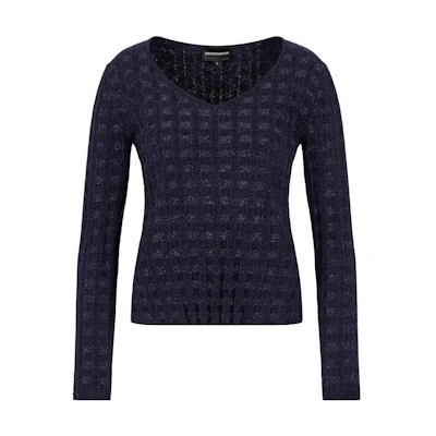 (Women) Emporio Armani Purple V-Neck Long Sleeve Knit Sweater. 3R2MYA-2MB1Z-10820