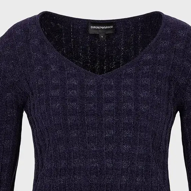 Sizing (W) エンポリオ アルマーニ パープル Vネック 長袖 ニット セーター. 3R2MYA-2MB1Z-10820