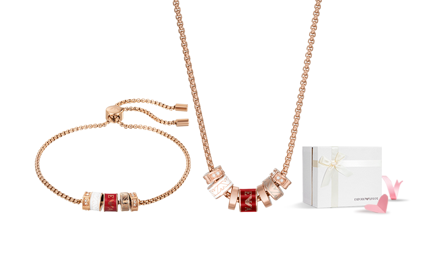 Sizing (W) Emporio Armani Kalung Loket Manik Merah Kristal - Keluli Tahan Karat. EGS2933221