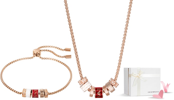 (W) Emporio Armani Kalung Loket Manik Merah Kristal - Keluli Tahan Karat. EGS2933221 Sizing (W) Emporio Armani Kalung Loket Manik Merah Kristal - Keluli Tahan Karat. EGS2933221