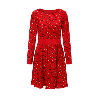 (Women) Emporio Armani Red Floral Print Tie-Waist Long Sleeve Casual Dress 5NA1CT-52520-013