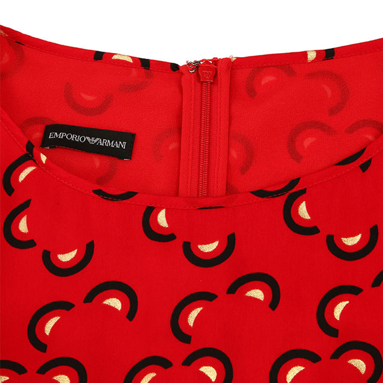 Shop (Women) Emporio Armani  Red Floral Print Tie-Waist Long Sleeve Casual Dress 5NA1CT-52520-013