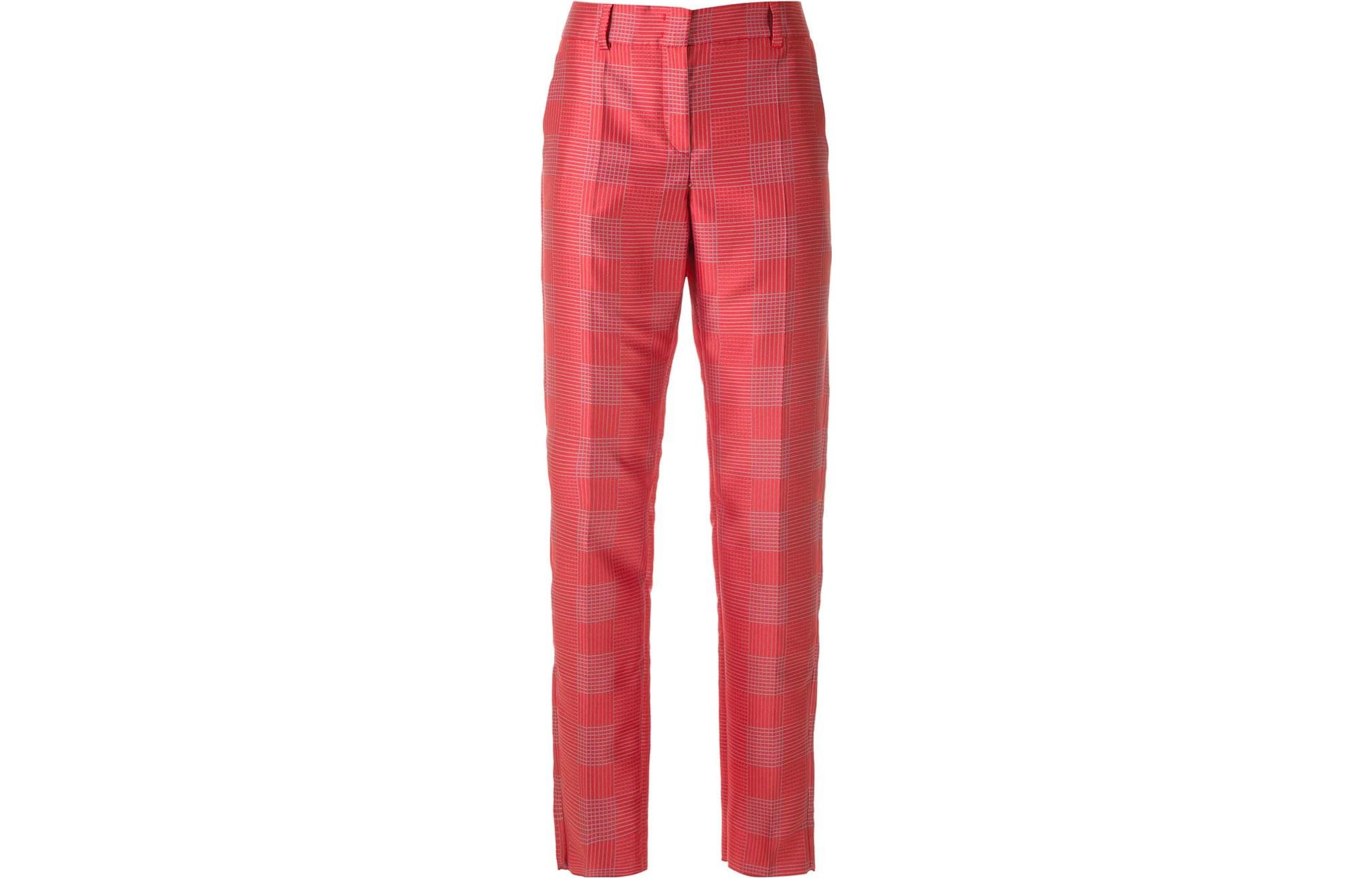(Women) Emporio Armani  Red Plaid Straight-Leg Casual Pants. 2NP08T2M102013