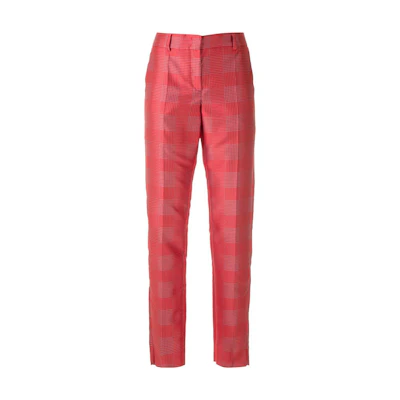 (Women) Emporio Armani Red Plaid Straight-Leg Casual Pants. 2NP08T2M102013