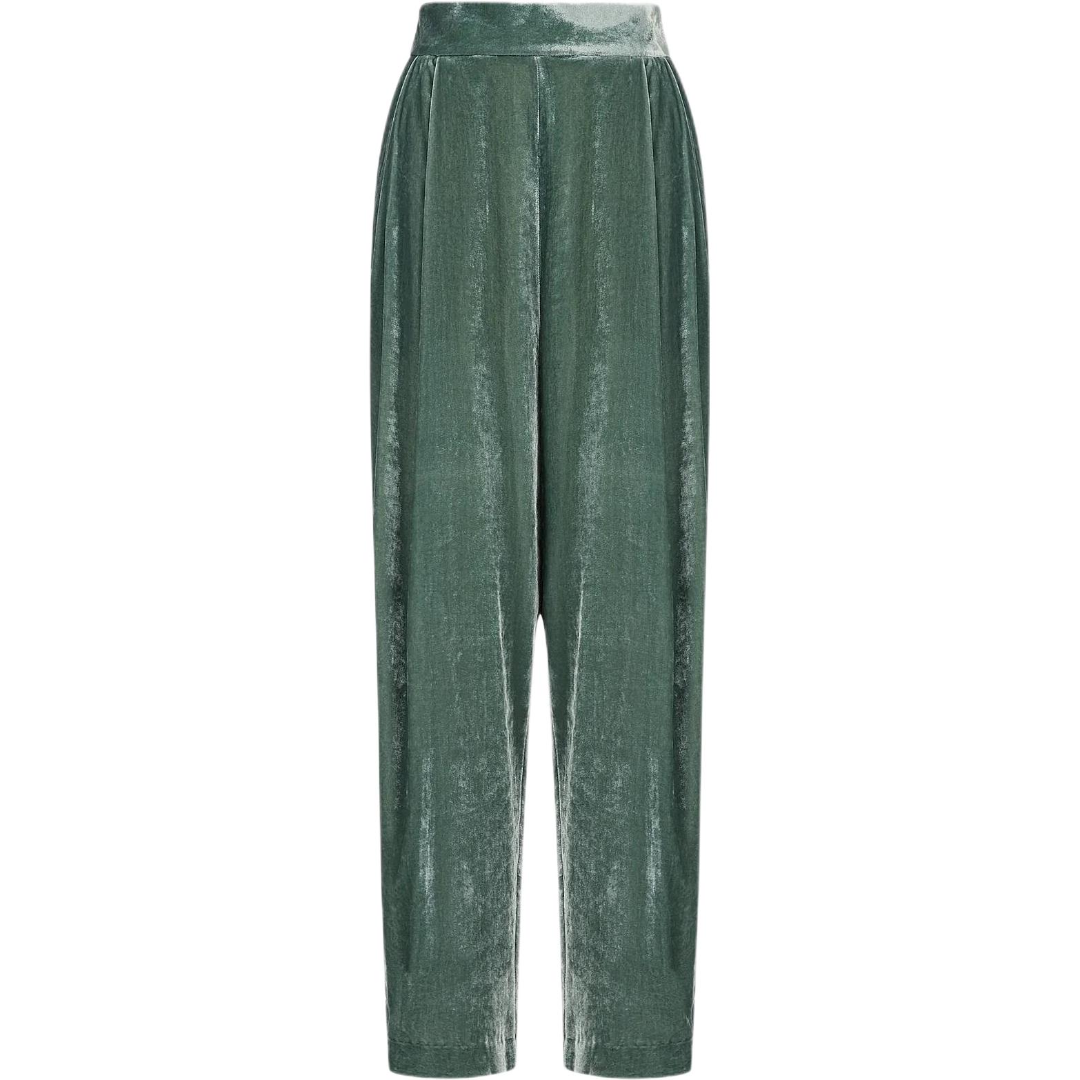 (Women) Emporio Armani  Relaxed Fit Wide-Leg Green Casual Pants. H3NP2C-C9922-1553