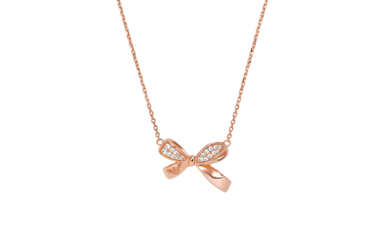 (Women) Emporio Armani  Rose Gold Butterfly Bow Pendant Necklace 925 Silver. EG3543221