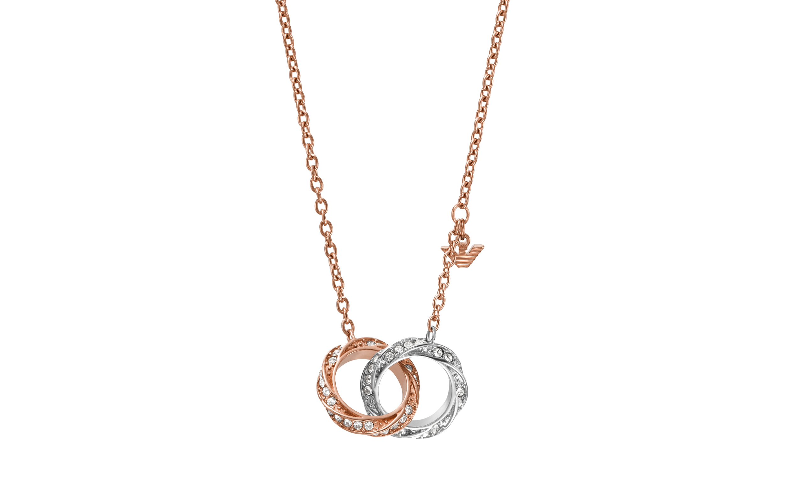 (Women) Emporio Armani  Rose Gold Double Ring Pendant Necklace. EGS3004221