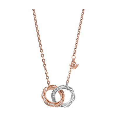 (Women) Emporio Armani Rose Gold Double Ring Pendant Necklace. EGS3004221