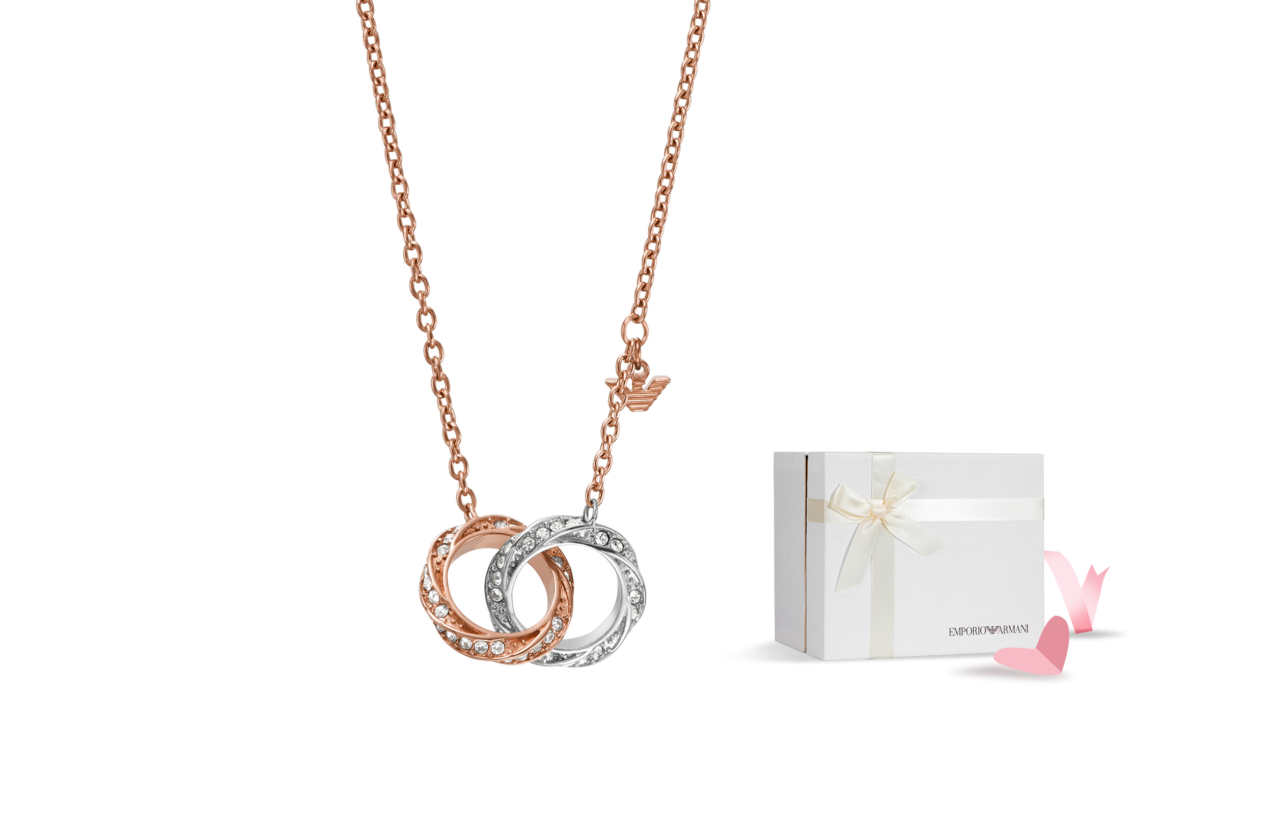 Purchase (Women) Emporio Armani  Rose Gold Double Ring Pendant Necklace. EGS3004221