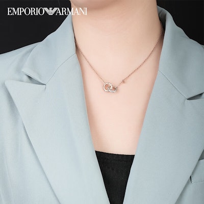 (Women) Emporio Armani Rose Gold Double Ring Pendant Necklace. EGS3004221 Details for (Women) Emporio Armani Rose Gold Double Ring Pendant Necklace. EGS3004221