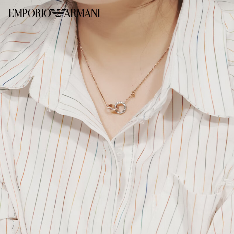 Sizing (Women) Emporio Armani  Rose Gold Double Ring Pendant Necklace. EGS3004221