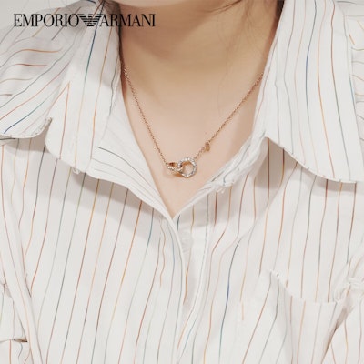 (Women) Emporio Armani Rose Gold Double Ring Pendant Necklace. EGS3004221 Sizing (Women) Emporio Armani Rose Gold Double Ring Pendant Necklace. EGS3004221